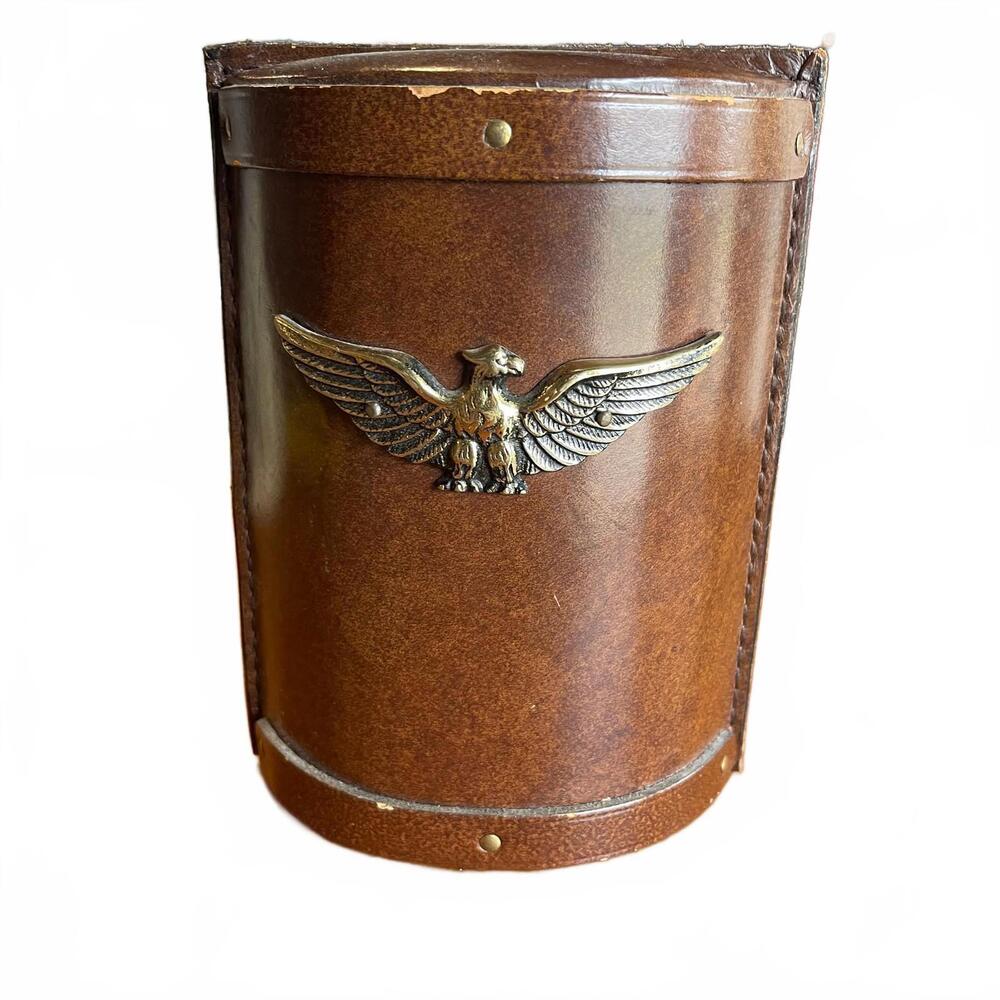 Heirloom by Bosca Italy Italian Brown Leather Brass American Eagle Bookend